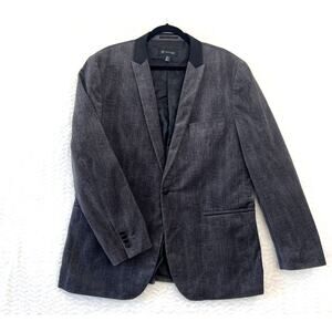 INC International Concepts Slim Fit Grey Black Velvet Tuxedo Blazer Jacket XL